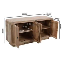 Indian Hub Hudson Carved 4 Doors Large Sideboard - Mango Wood in Brown - thumbnail 6