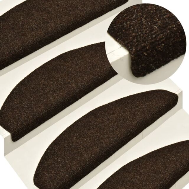 Berkfield Home Self-adhesive Stair Mats 5 pcs Brown 65x21x4 cm Needle Punch - Size: Medium - image 1