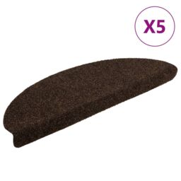 Berkfield Home Self-adhesive Stair Mats 5 pcs Brown 65x21x4 cm Needle Punch - Size: Medium - thumbnail 2