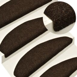 Berkfield Home Self-adhesive Stair Mats 5 pcs Brown 65x21x4 cm Needle Punch - Size: Medium - thumbnail 1