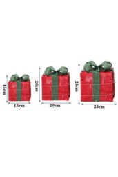Living and Home 3Packs Christmas Ornament Decorative Lighted Gift Boxes Xmas Tree Decor in Green - thumbnail 6