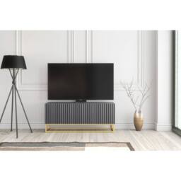 Creative Furniture Ripple TV Unit 100cm - Dark Grey with Fluted Doors - thumbnail 3