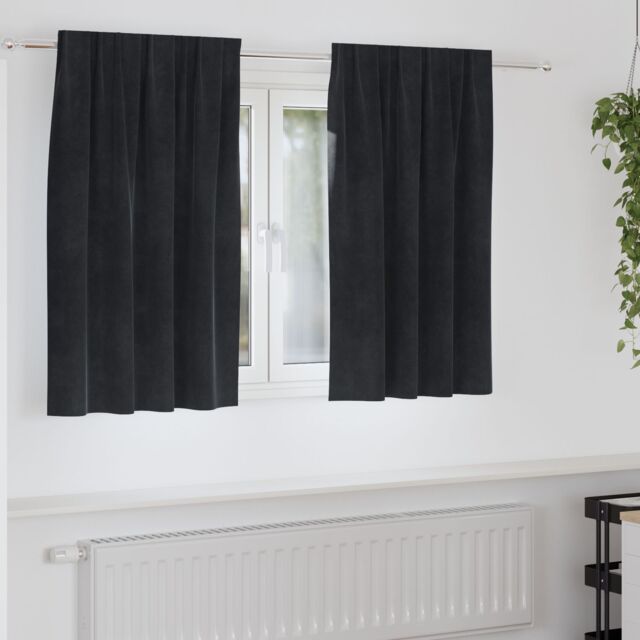 Berkfield Home Blackout Curtains with Top Tape 2 pcs Black Velvet - image 1