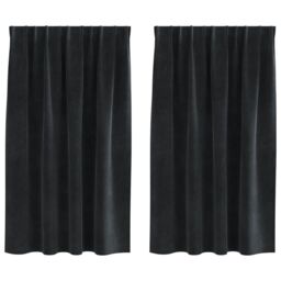 Berkfield Home Blackout Curtains with Top Tape 2 pcs Black Velvet - thumbnail 2