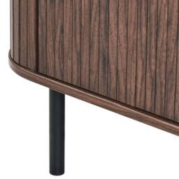 Wyld and Coco Retro Sliding Sideboard - Dark Brown Laminate Black Legs Pine Handles - thumbnail 8