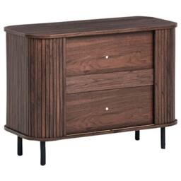 Wyld and Coco Retro Sliding Sideboard - Dark Brown Laminate Black Legs Pine Handles - thumbnail 6