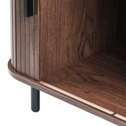 Wyld and Coco Retro Sliding Sideboard - Dark Brown Laminate Black Legs Pine Handles - thumbnail 7