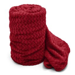 Velosso Super Soft Plush Chevron Blanket Throw in Red - Size: 127 cm x 152 cm - thumbnail 1