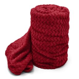 Velosso Super Soft Plush Chevron Blanket Throw in Red - Size: 127 cm x 152 cm - thumbnail 2