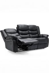 More4Homes Seattle 3 Seater Manual High Back Bonded Leather Recliner Sofa in Black - thumbnail 3