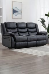 More4Homes Seattle 3 Seater Manual High Back Bonded Leather Recliner Sofa in Black - thumbnail 1