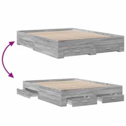 Berkfield Home Modern Bed Frame with Drawers without Mattress Grey Sonoma 160x200 cm - thumbnail 7