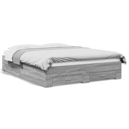 Berkfield Home Modern Bed Frame with Drawers without Mattress Grey Sonoma 160x200 cm - thumbnail 3