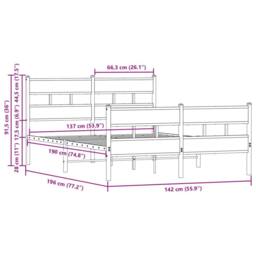 Berkfield Home Bed Frame without Mattress with Headboard & Footboard 137x190 cm in Brown - thumbnail 9