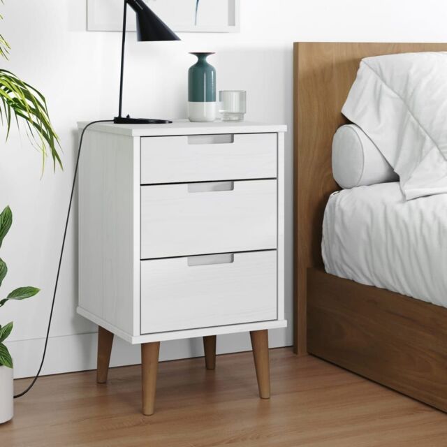 Berkfield Home Bedside Cabinet MOLDE White 40x35x65 cm Solid Wood Pine - Size: 40 x 35 x 65 cm - image 1