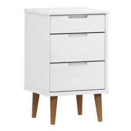 Berkfield Home Bedside Cabinet MOLDE White 40x35x65 cm Solid Wood Pine - Size: 40 x 35 x 65 cm - thumbnail 2