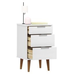 Berkfield Home Bedside Cabinet MOLDE White 40x35x65 cm Solid Wood Pine - Size: 40 x 35 x 65 cm - thumbnail 3