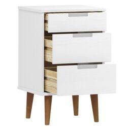 Berkfield Home Bedside Cabinet MOLDE White 40x35x65 cm Solid Wood Pine - Size: 40 x 35 x 65 cm - thumbnail 5