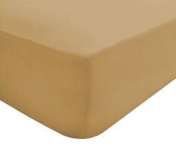 Smart Living Luxury Non-Iron Easy CarePolycotton 32cm Deep Fitted Bedsheet in Gold - Size: Double Fitted