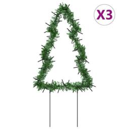 Berkfield Home Christmas Light Decorations with Spikes 3 pcs Tree 50 LEDs 30 cm in Green - thumbnail 1