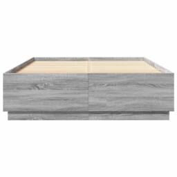 Berkfield Home Bed Frame with LED without Mattress Grey Sonoma 140x200 cm - thumbnail 6