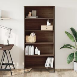 Berkfield Home Book Cabinet Brown Oak 80x31x169 cm Engineered wood - Size: 80 x 31 x 169 cm - thumbnail 3