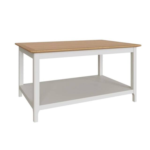 Havendro Linen Cream Oak Veneer Storage Shelf Coffee Table - image 1