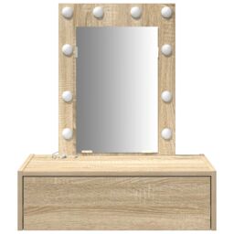 Berkfield Home Wall Hanging Dressing Table with LED Lights Sonoma Oak in Beige - thumbnail 5