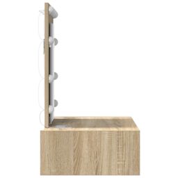 Berkfield Home Wall Hanging Dressing Table with LED Lights Sonoma Oak in Beige - thumbnail 6