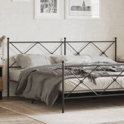 Berkfield Home Metal Headboard Black 193cm - thumbnail 2