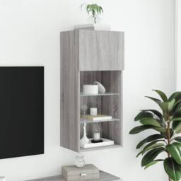 Berkfield Home TV Cabinet with LED Lights Grey Sonoma 40.5x30x90 cm - thumbnail 4
