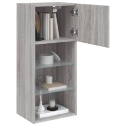 Berkfield Home TV Cabinet with LED Lights Grey Sonoma 40.5x30x90 cm - thumbnail 6