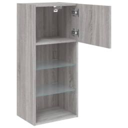 Berkfield Home TV Cabinet with LED Lights Grey Sonoma 40.5x30x90 cm - thumbnail 8