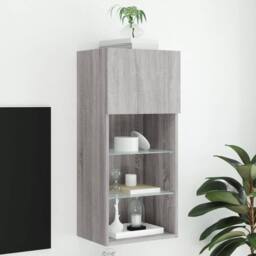 Berkfield Home TV Cabinet with LED Lights Grey Sonoma 40.5x30x90 cm - thumbnail 2
