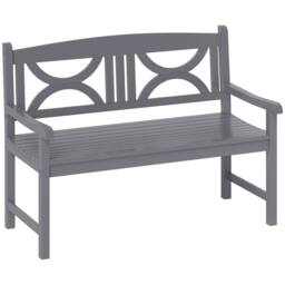 OUTSUNNY 2-Seater Wooden Garden Bench Outdoor Patio Loveseat Grey - thumbnail 2