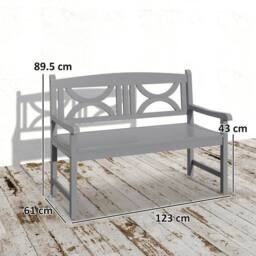 OUTSUNNY 2-Seater Wooden Garden Bench Outdoor Patio Loveseat Grey - thumbnail 3