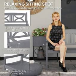 OUTSUNNY 2-Seater Wooden Garden Bench Outdoor Patio Loveseat Grey - thumbnail 6