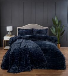 Rapport Home Chunky Ribbed Fur Polyester Soft & Cozy Duvet Cover Set With Pillowcase in Charcoal - Size: King - thumbnail 4