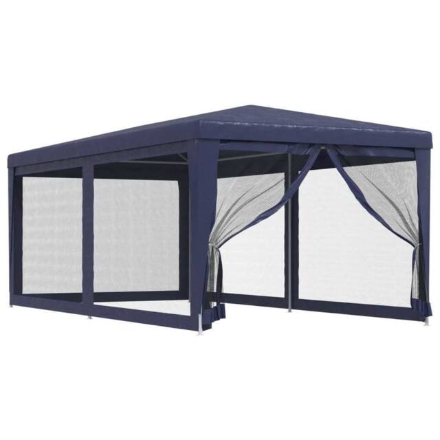 Berkfield Home Party Tent with 6 Mesh Sidewalls Blue 3x6 m HDPE - image 1