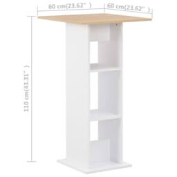 Berkfield Home Durable Bar Table White & Sonoma Oak 60x60x110 cm - Size: 60 x 60 x 110 cm - thumbnail 6