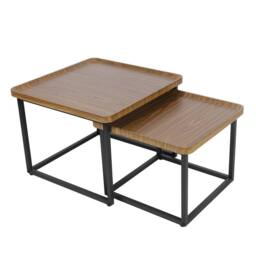 FLAVORA Set of 2 Nesting Coffee Table in Walnut - Size: 0.6m2 - thumbnail 1