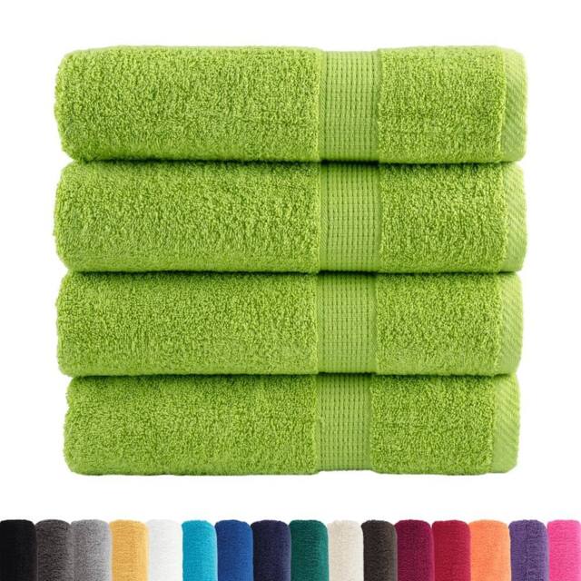 Berkfield Home Premium Hand Towels SOLUND 4 pcs Apple Green 50x100 cm 600 gsm - image 1