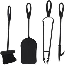 Havendro 5 Piece Black Fireplace Tools Set Poker Brush Tongs - thumbnail 2