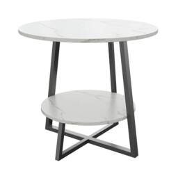 FORGEVIO 2 Tier Small Sofa Side Table Coffee End Round White Shelf