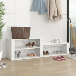 Berkfield Home Shoe Cabinet High Gloss White 150x35x45 cm Engineered Wood - Size: 150 x 35 x 45 cm