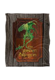 Lord of the Rings The Blanket, 152x127 cm Green Dragon Inn Sign Silky Touch Super Soft Throw Blanket in White - thumbnail 1