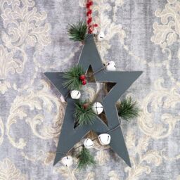 Shatchi Wooden Hanging Decoration Star Shape Green 25X1.2X36 CM - thumbnail 4