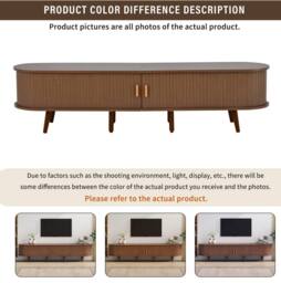 STILVORA TV Stand with 2 Drawers & Sliding Doors, Oak in Walnut - thumbnail 7