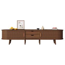 STILVORA TV Stand with 2 Drawers & Sliding Doors, Oak in Walnut - thumbnail 9