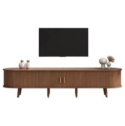 STILVORA TV Stand with 2 Drawers & Sliding Doors, Oak in Walnut - thumbnail 6
